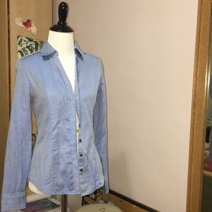 Blue button down work shirt - fitted